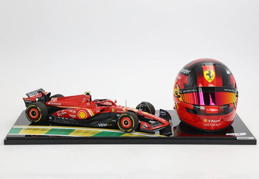 BBR 1:18 Ferrari SF24 Australian GP 2024 - Sainz (DIECAST MODEL AND HELMET)