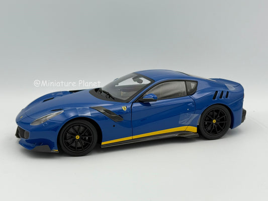 BBR 1:18 Ferrari F12 TDF 'OPEN/CLOSE' Azzurro Dino + Yellow Accents
