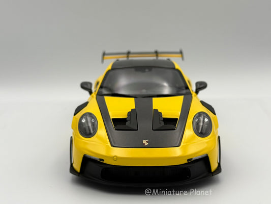 Minichamps 1:18 Porsche 911 (992) GT3 RS Weissach Package - Yellow with Red Accents