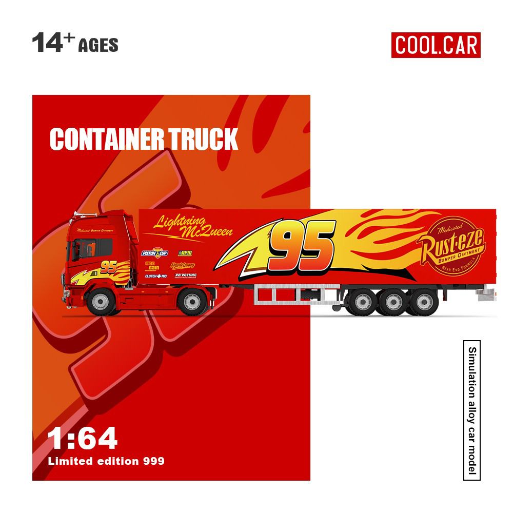 PREORDER Coolcar 1:64 Scania Container Truck 'Lightning McQueen'