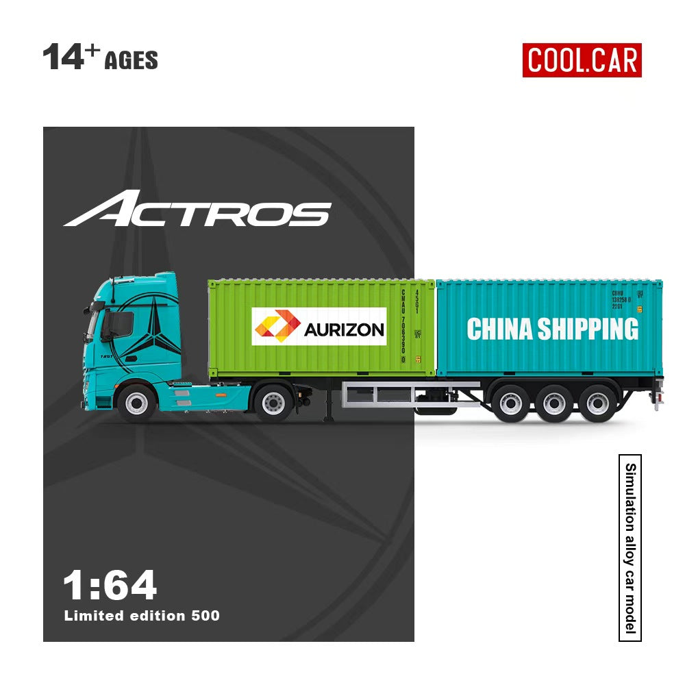 PREORDER Cool Car 1:64 Mercedes-Benz Actros Freight Container Truck