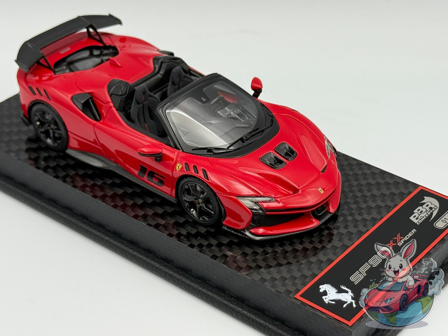 BBR 1:43 Ferrari SF90 XX Spider race n.16 (Rosso Corsa) - Carbon Base