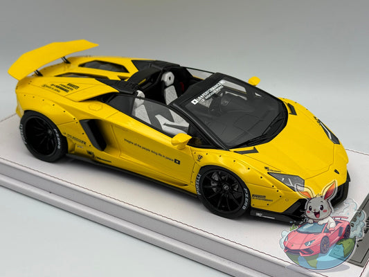 GL Models 1:18 Lamborghini Aventador Roadster LBWK (Yellow)