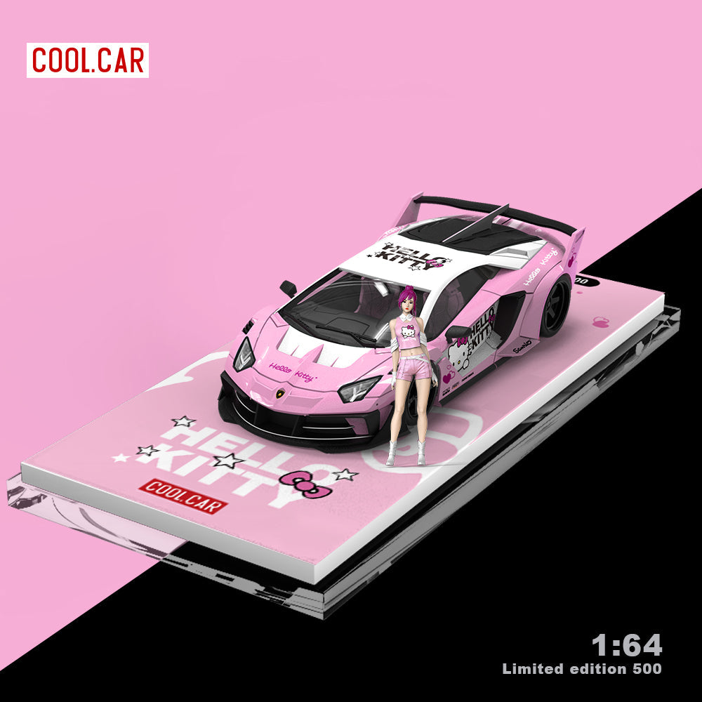 Time Micro 1:64 Lamborghini Aventador GT EVO LBWK LB WORKS - Hello Kitty (Fig ver)