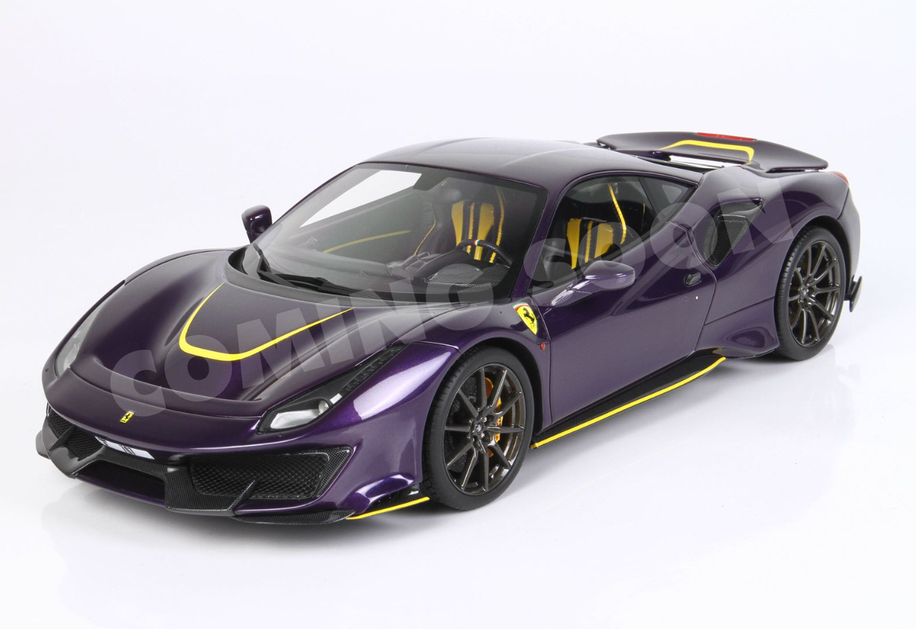 PREORDER BBR 1:18 Ferrari 488 Pista (Viola Hong Kong) 'OPEN/CLOSE'