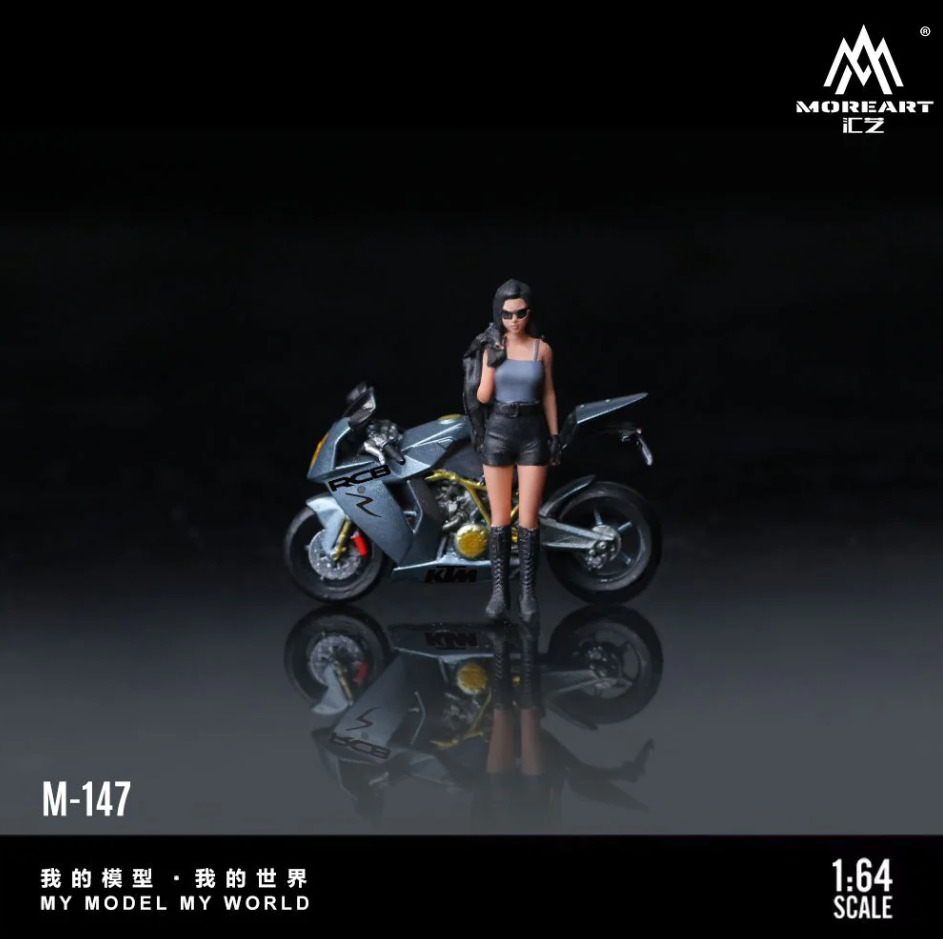 MoreArt 1:64 KTM1190 Grey Pretty Girl Motorcycle Doll