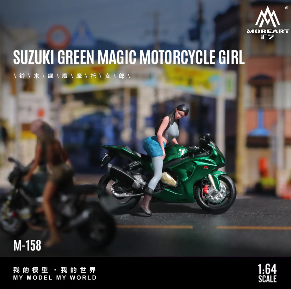 MoreArt 1:64 SUZUKI GREEN MAGIC MOTORCYCLE GIRL