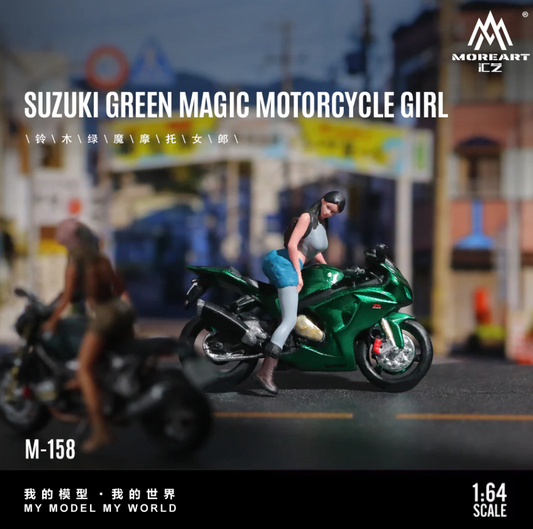 MoreArt 1:64 SUZUKI GREEN MAGIC MOTORCYCLE GIRL