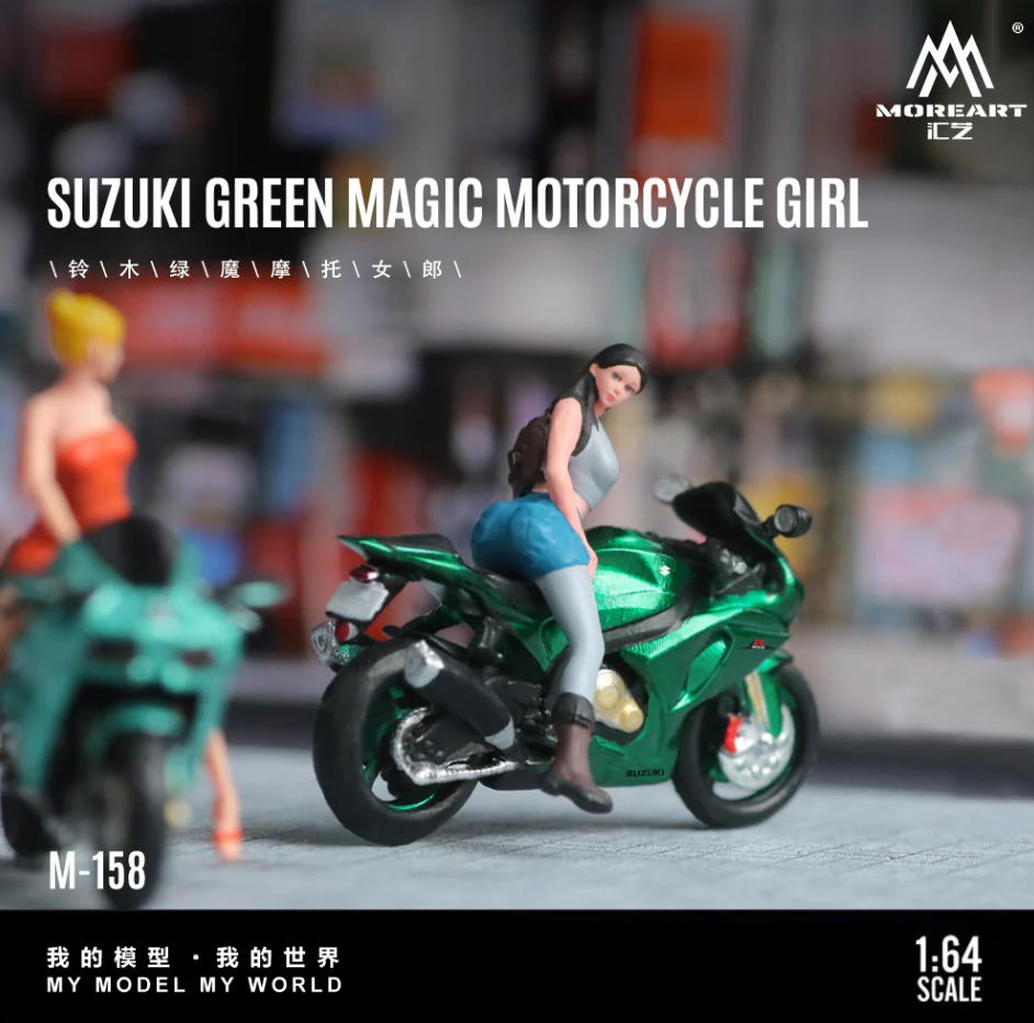MoreArt 1:64 SUZUKI GREEN MAGIC MOTORCYCLE GIRL