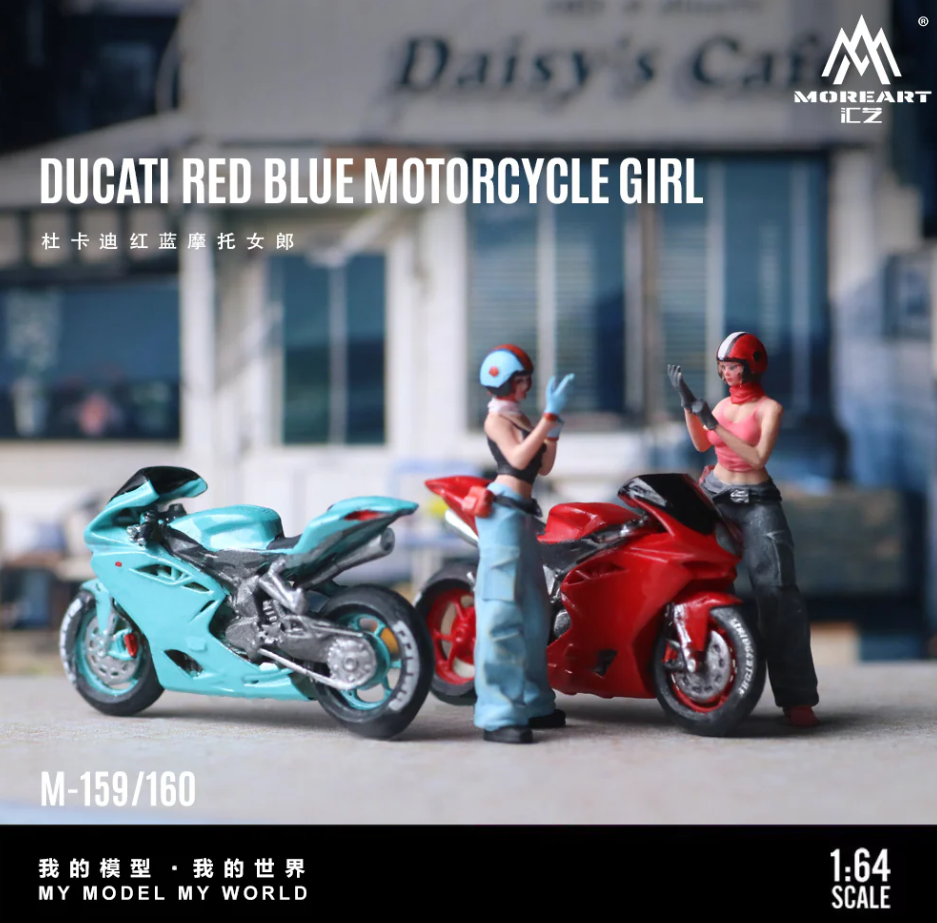 MoreArt 1:64 DUCATI RED BLUE MOTORCYCLE GIRL (2 Colours)