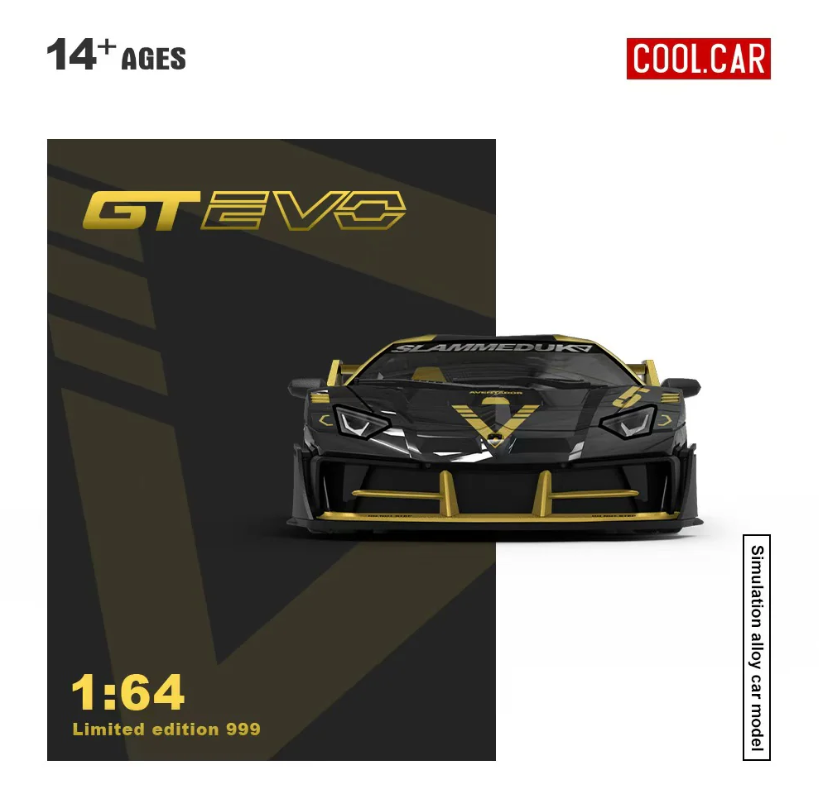 Cool Car 1:64 Lamborghini Aventador GT EVO LBWK V5 (Black/Gold)
