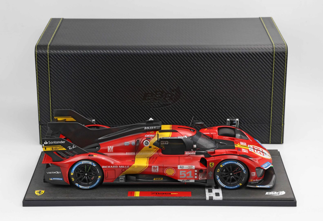 BBR Models 1:12 Ferrari 499P Winner Le Mans 2023 car n.51 Dirty Version