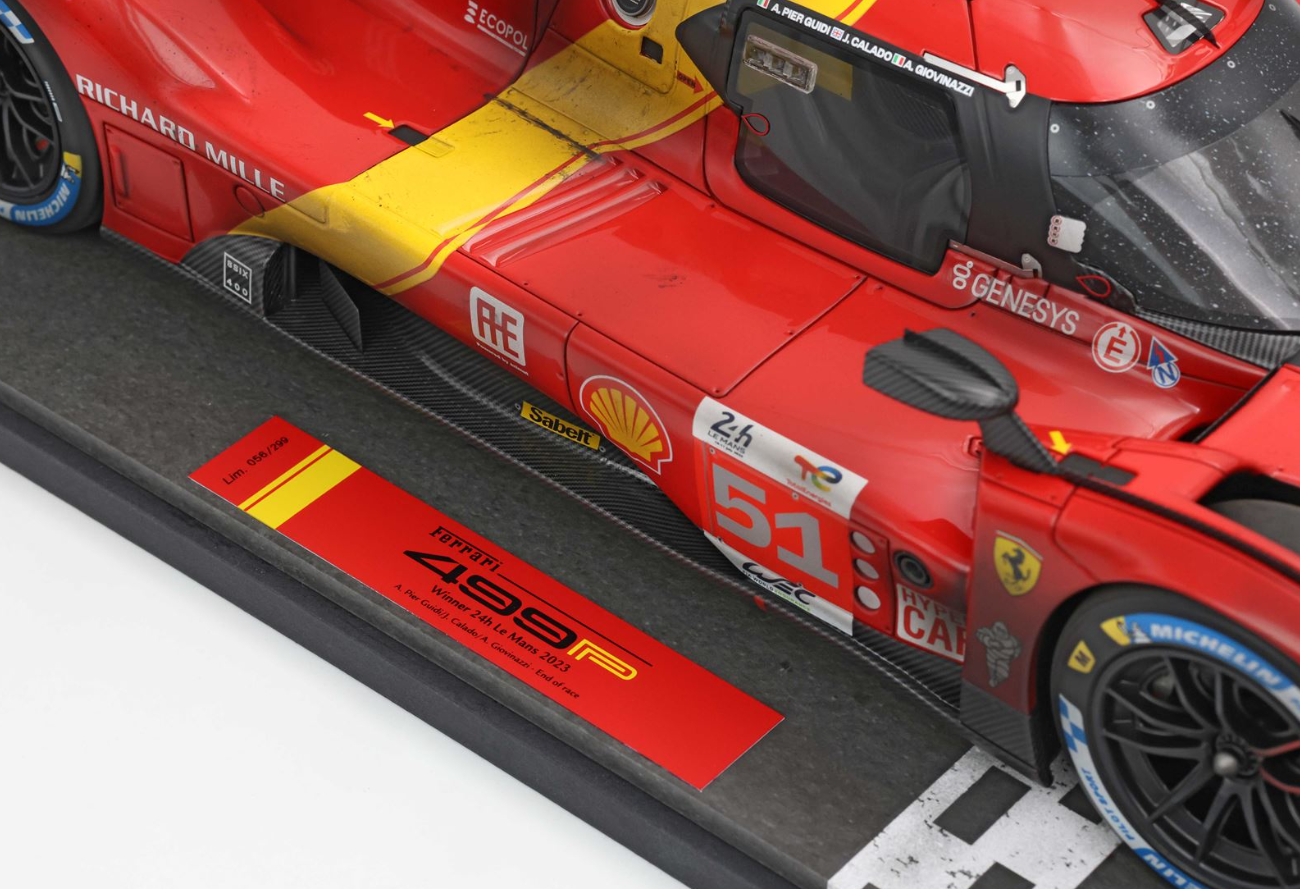 BBR Models 1:12 Ferrari 499P Winner Le Mans 2023 car n.51 Dirty Version