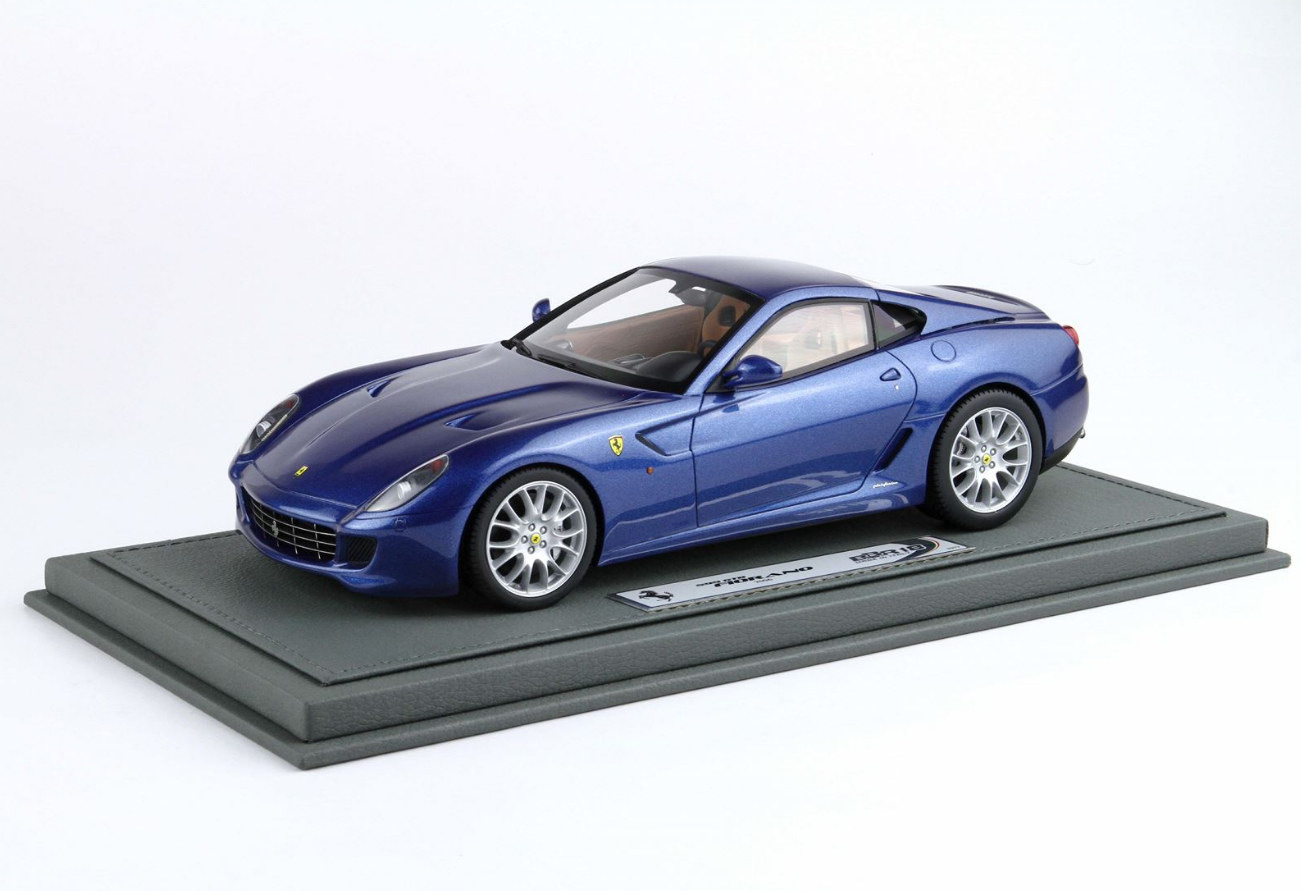 BBR 1:18 Ferrari 599 GTB FIORANO 2006 Manual Gear - Blu Mirabeau cuoio color interior