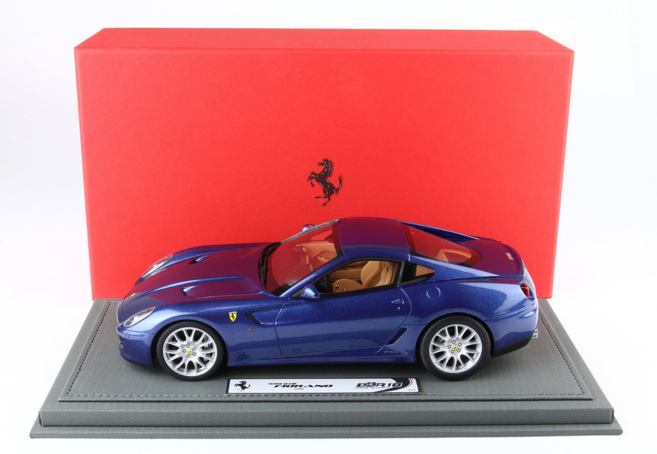 BBR 1:18 Ferrari 599 GTB FIORANO 2006 Manual Gear - Blu Mirabeau cuoio color interior