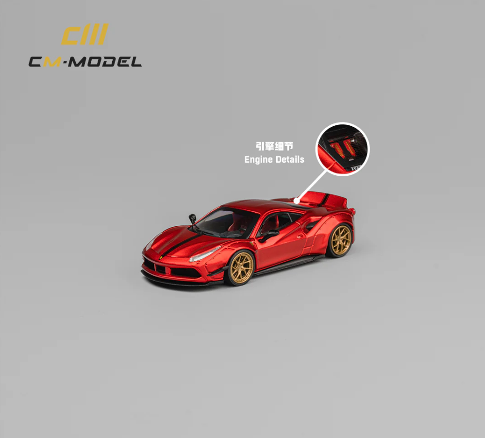 CM Model 1:64 Ferrari 488 GTB LBWK LB (Metallic Red)