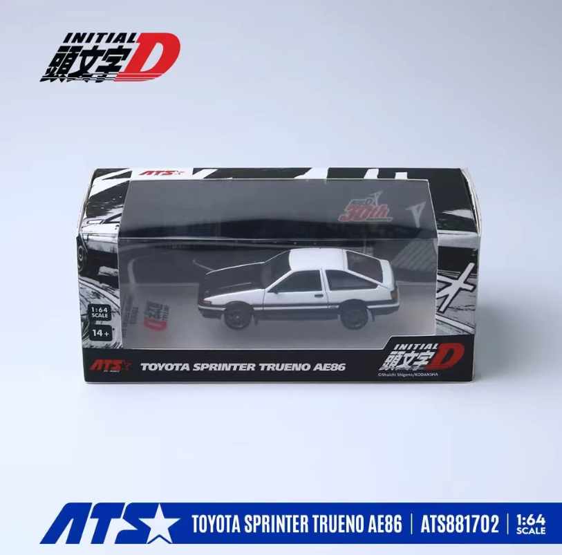 ATS 1:64 Toyota Sprinter AE86 Initial D (White/Carbon Bonnet)
