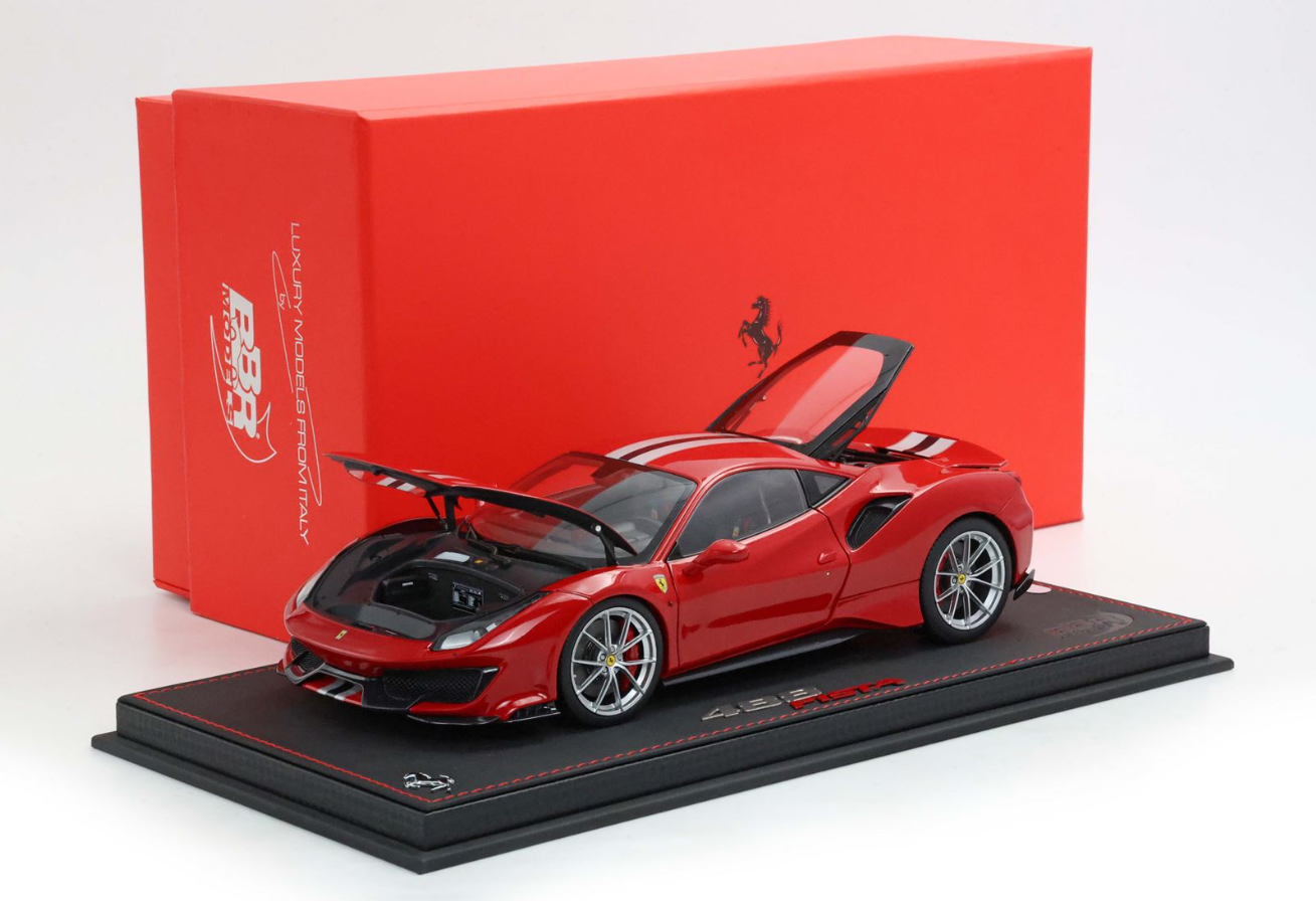 PREORDER BBR 1:18 Ferrari 488 Pista 'Open/Close' (Rosso Corsa w/ Stripe)