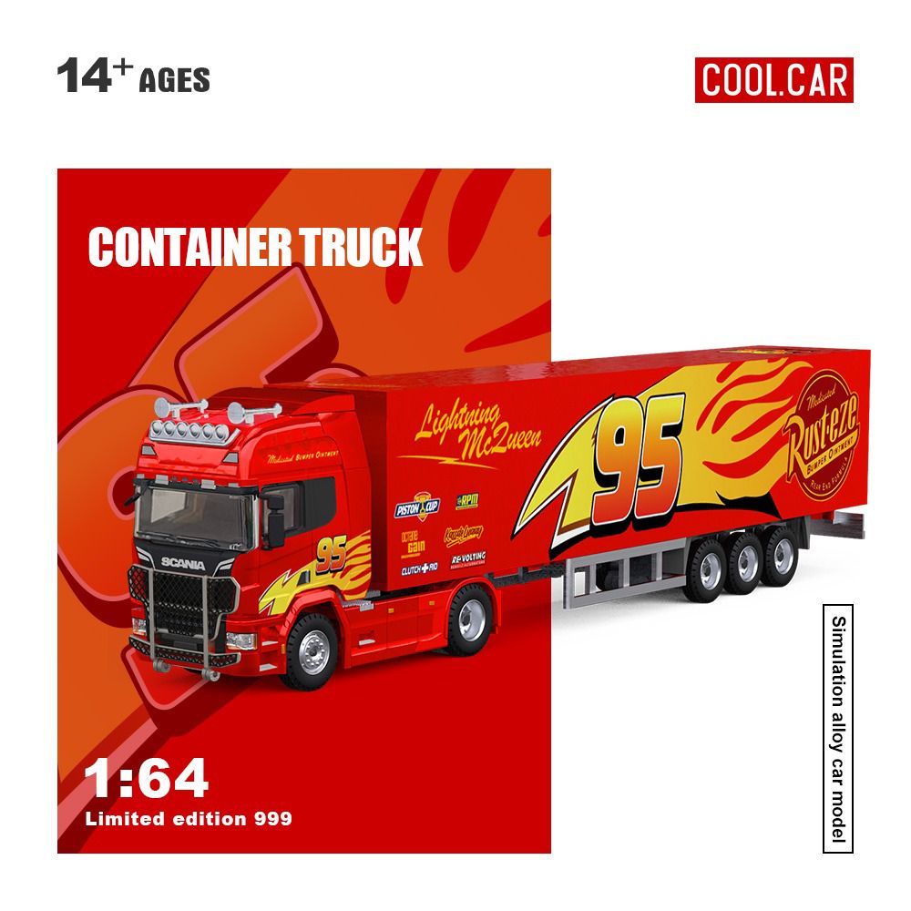PREORDER Coolcar 1:64 Scania Container Truck 'Lightning McQueen'