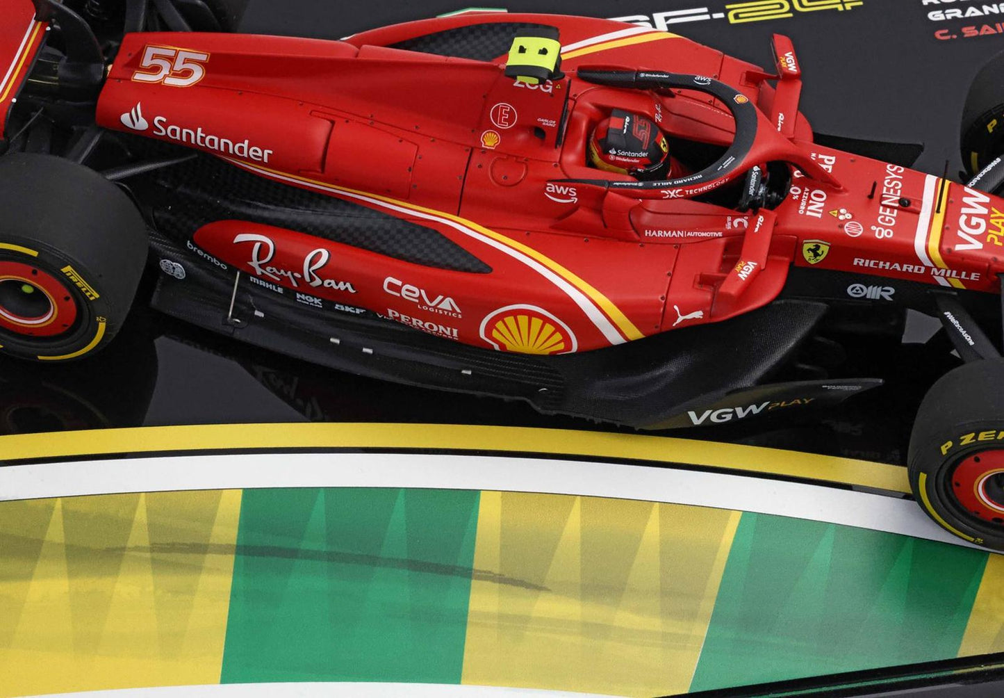 BBR 1:18 Ferrari SF24 Australian GP 2024 - Sainz (DIECAST MODEL AND HELMET)