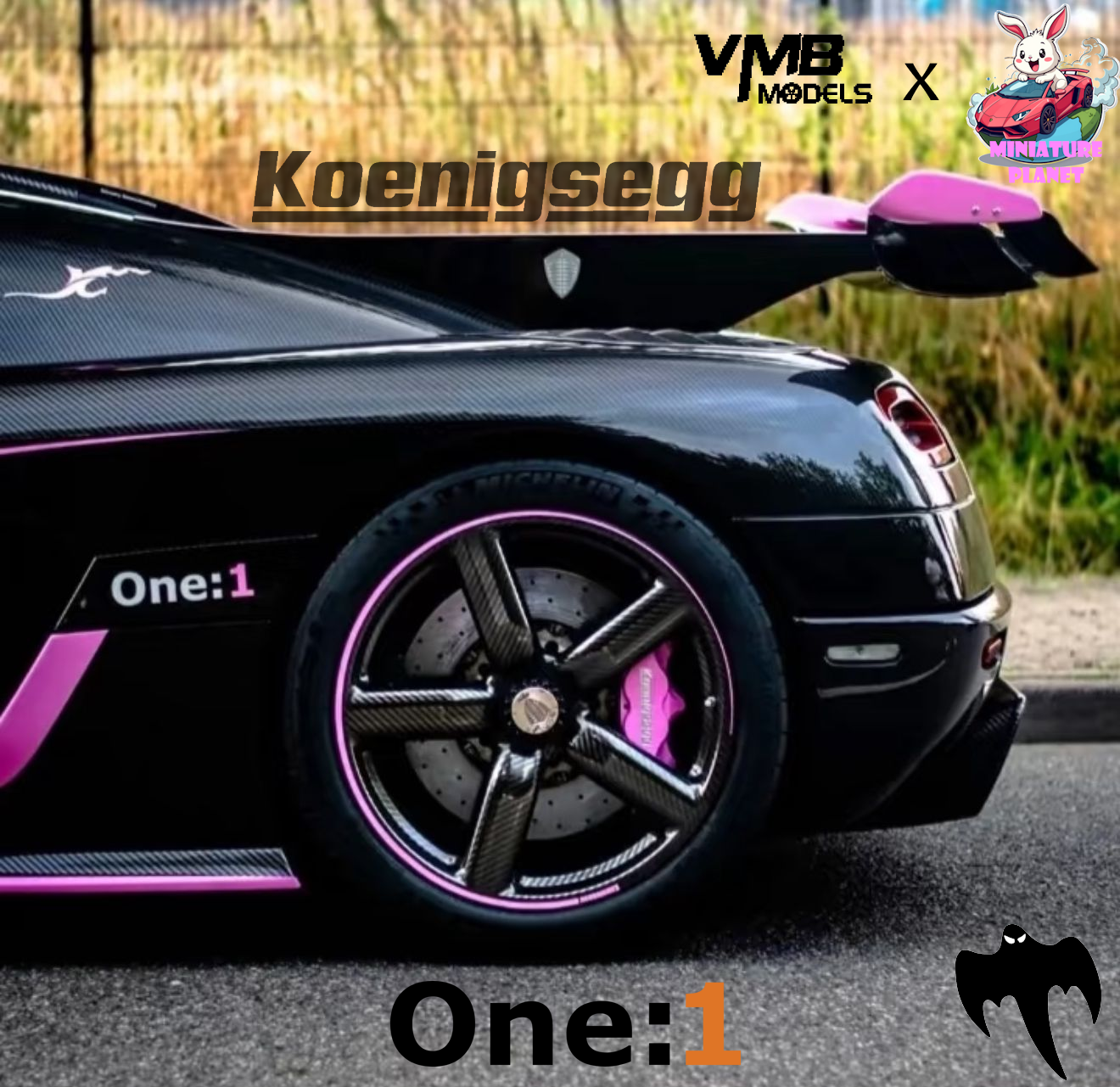 PRE-ORDER VMB 1:18 Koenigsegg One:1 JC (Carbon/Pink) - Exclusive Model