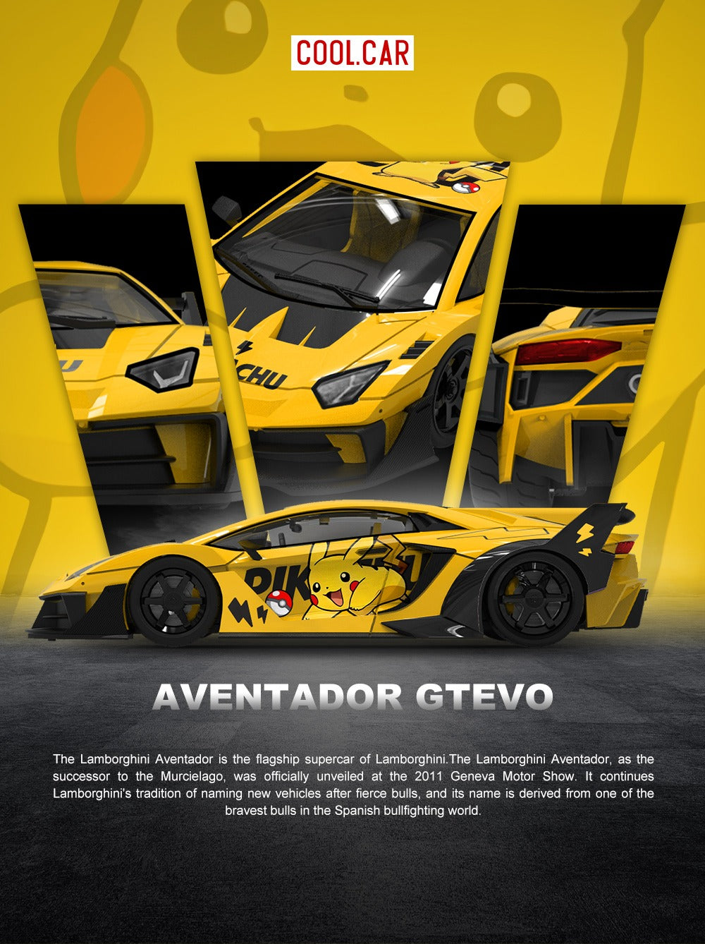 PREORDER Cool Car 1:64 Lamborghini Aventador GT EVO LBWK 'Pikachu'