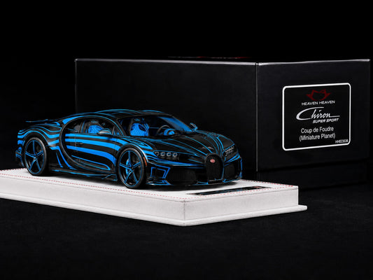 PRE-ORDER HH Model x Miniature Planet 1:18 Bugatti Chiron Super Sport 'Coup de Foudre' (Exclusive Model) - Black/Blue