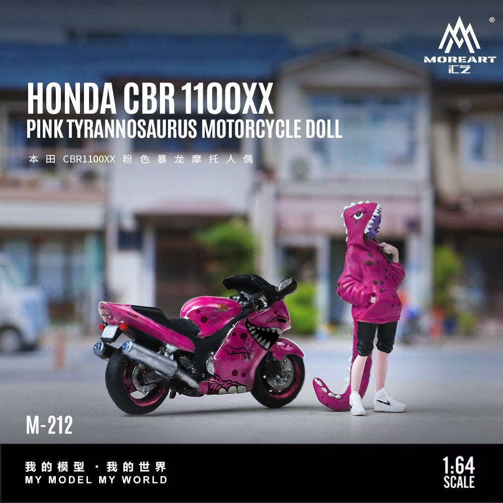 PREORDER Moreart 1:64 Honda CBR1100XX Pink Tyrannosaurus Motorcycle Figure Resin Model