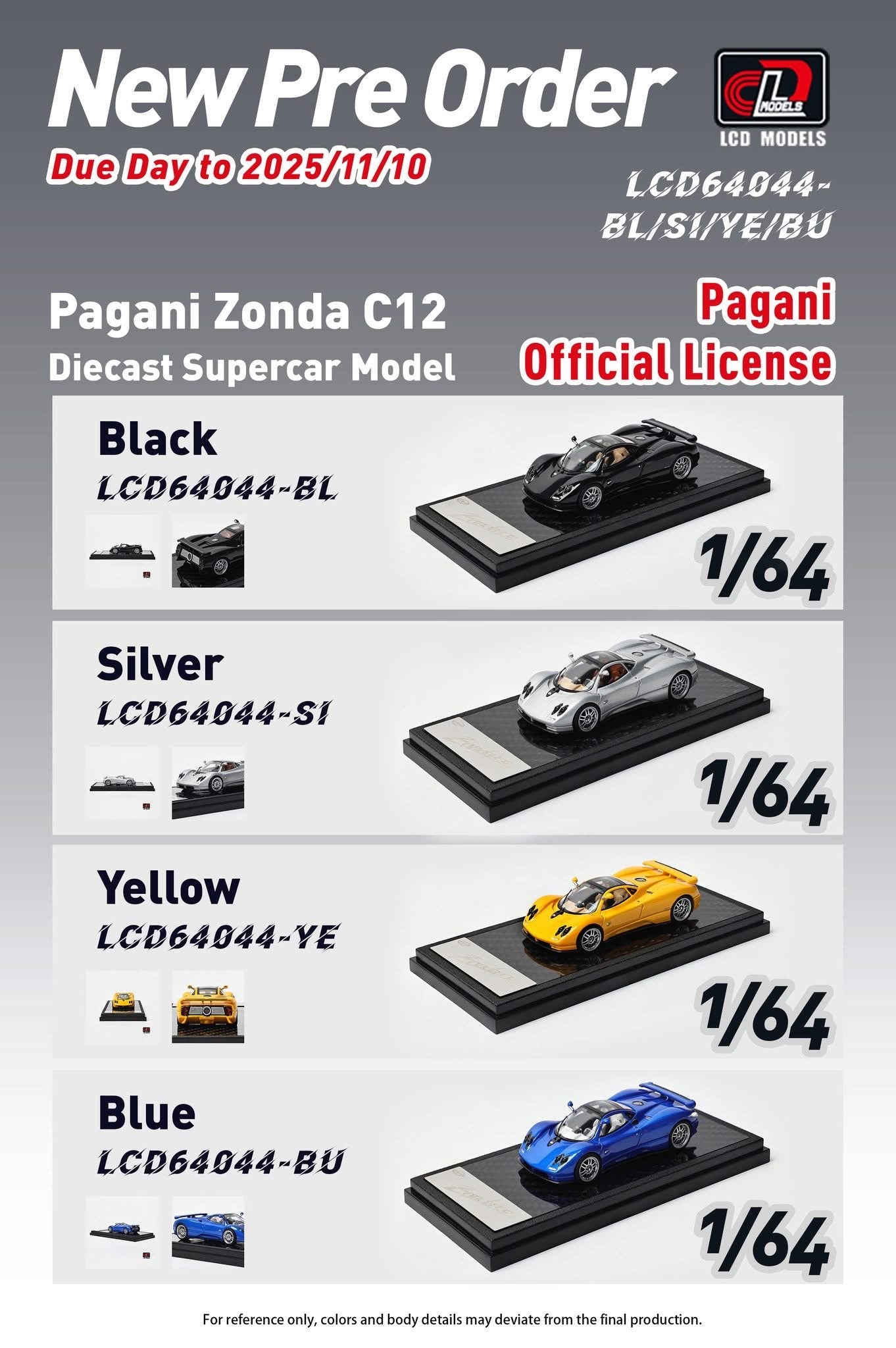 PREORDER LCD Models 1:64 Pagani Zonda C12
