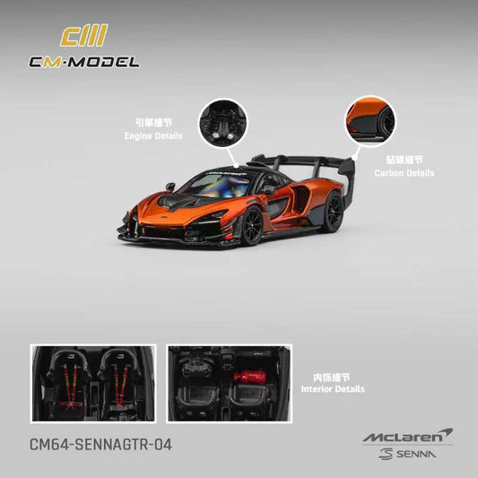 PREORDER CM Model 1:64 McLaren Senna GTR (Volcano Orange)