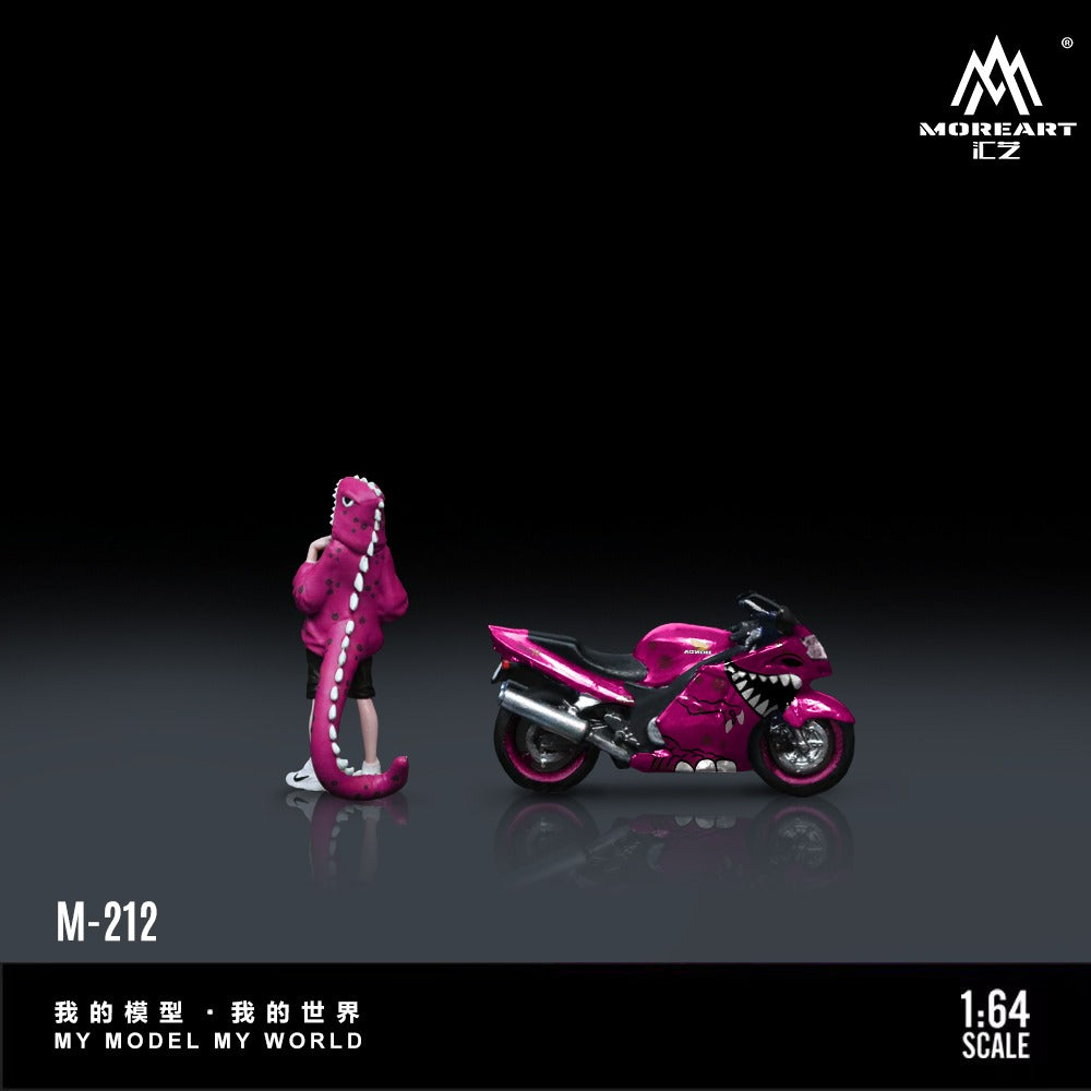 PREORDER Moreart 1:64 Honda CBR1100XX Pink Tyrannosaurus Motorcycle Figure Resin Model