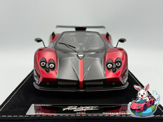 Henson & Heaven 1:18 Pagani Zonda Cinque Roadster (Red/Carbon Fiber)