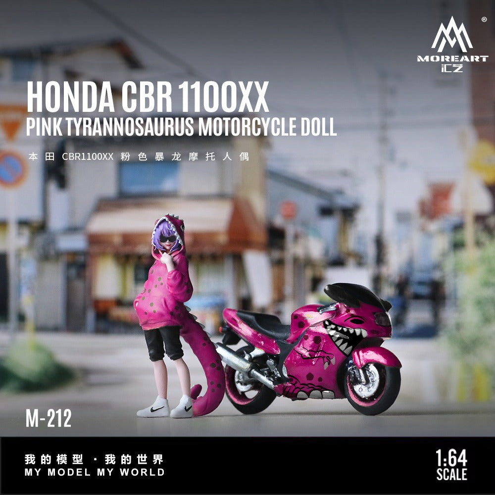 PREORDER Moreart 1:64 Honda CBR1100XX Pink Tyrannosaurus Motorcycle Figure Resin Model