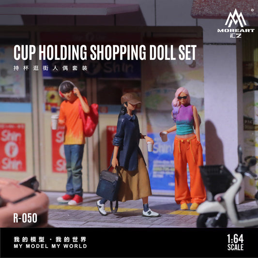 Moreart 1:64 Cup Holding Shopping Doll Set