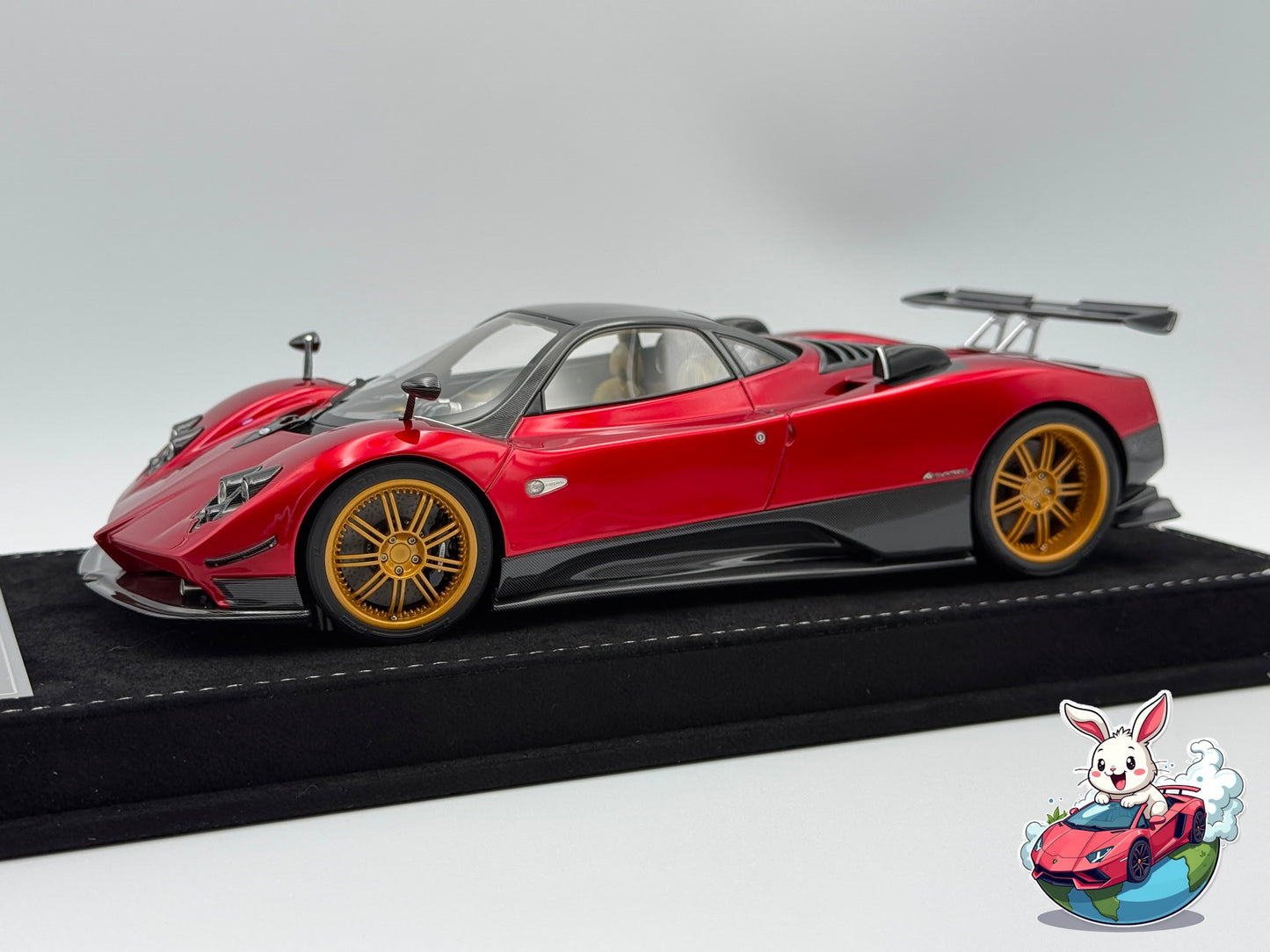 Henson & Heaven 1:18 Pagani Zonda F Hard-Top (Metallic Red/Gold Wheels)