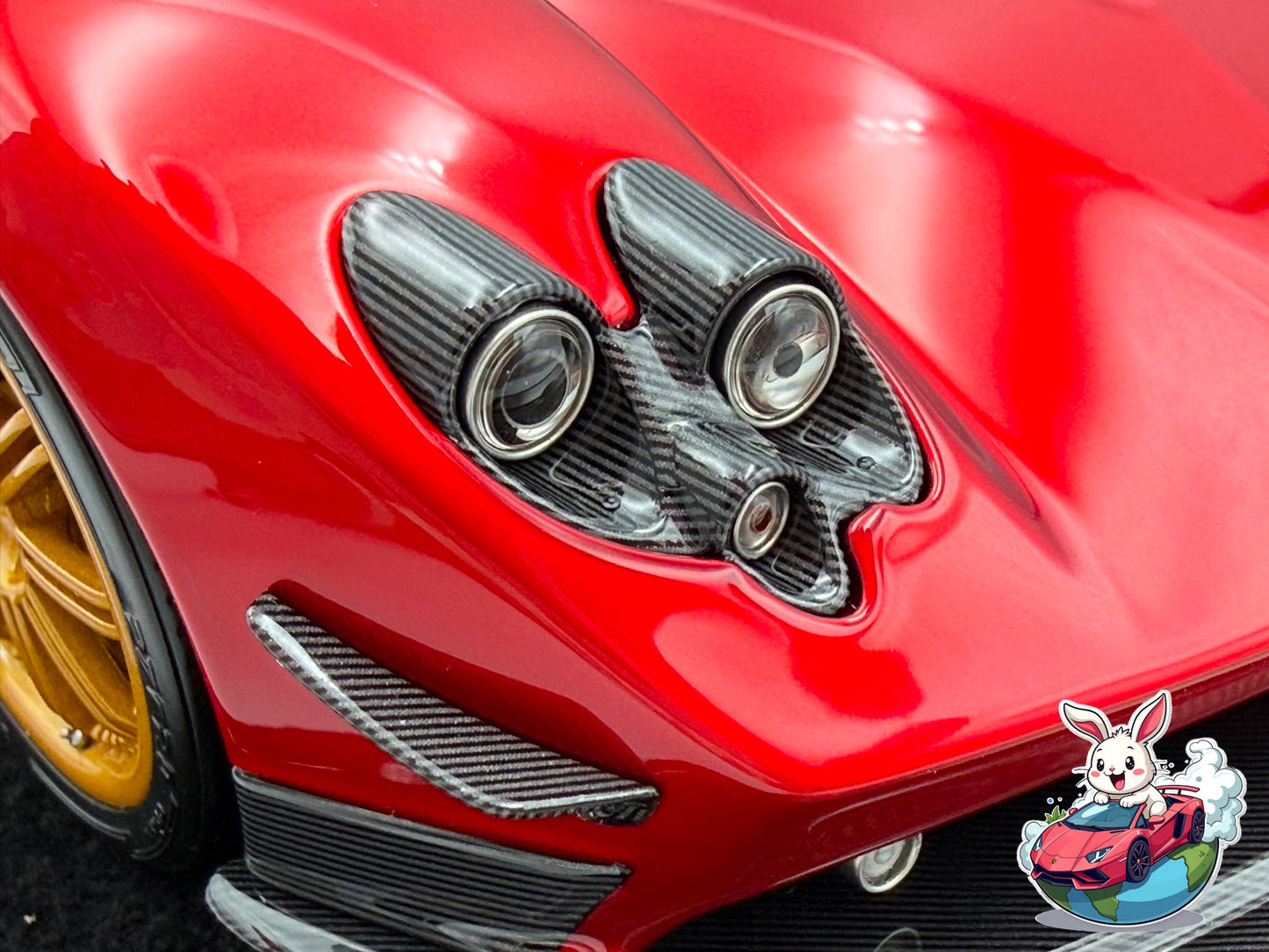 Henson & Heaven 1:18 Pagani Zonda F Hard-Top (Metallic Red/Gold Wheels)
