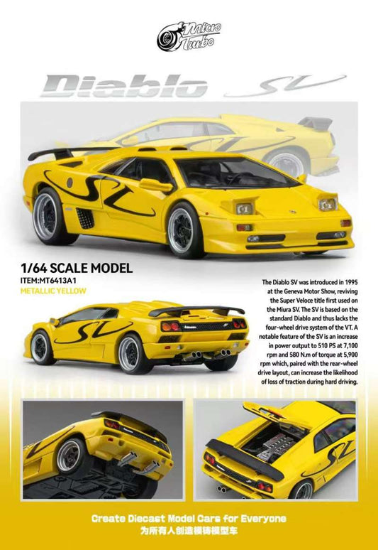 PREORDER Micro Turbo 1:64 Lamborghini Diablo SV (Giallo Gala)