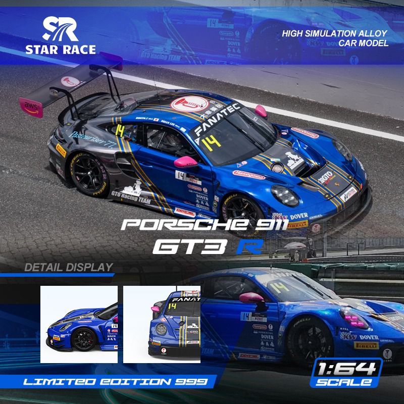 PREORDER SR 1:64 Star Race Porsche 911 GT3 R - Blue