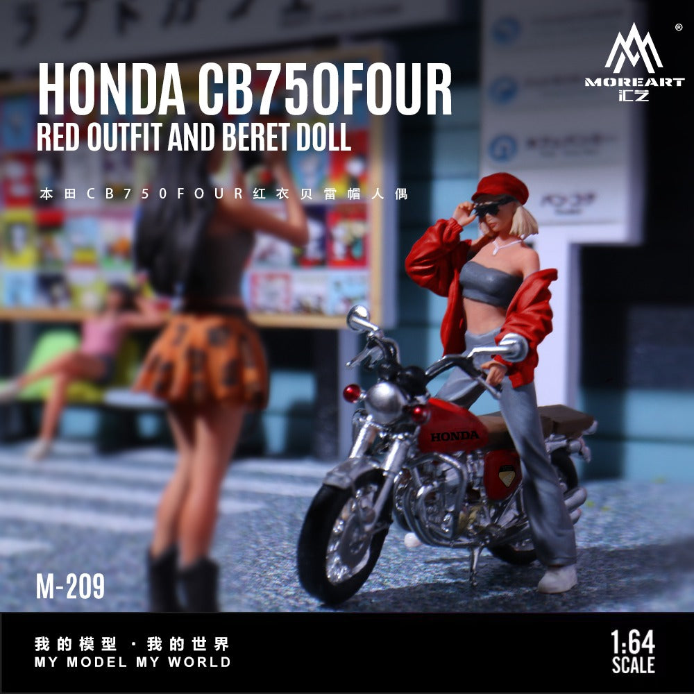 PREORDER MoreArt 1:64 Honda CB750FOUR Red-Shirt Fedora Figure Resin Model