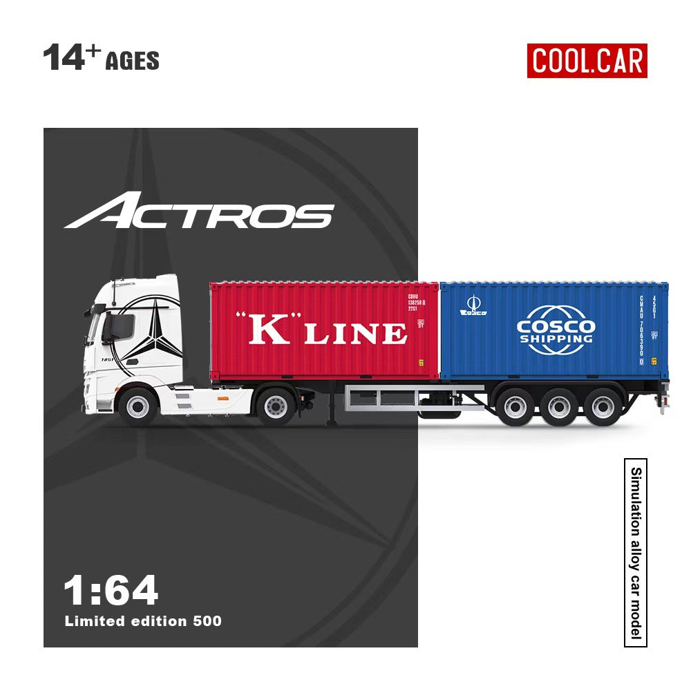 PREORDER Cool Car 1:64 Mercedes-Benz Actros Freight Container Truck