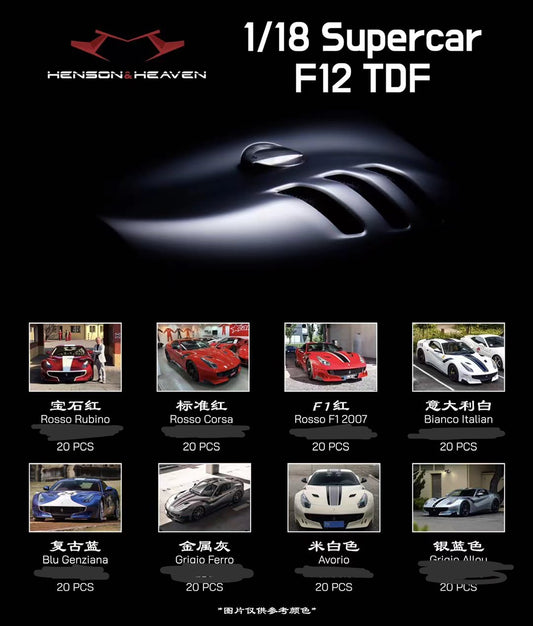 PREORDER Henson & Heaven 1:18 Ferrari F12 TDF
