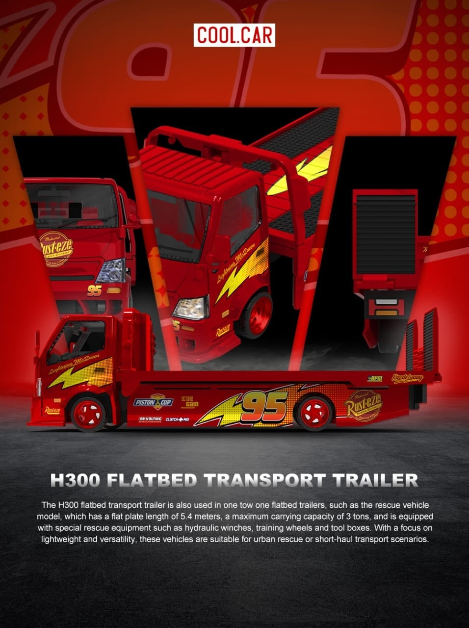 PREORDER Cool Car 1:64 Hino H300 'Lightning McQueen'