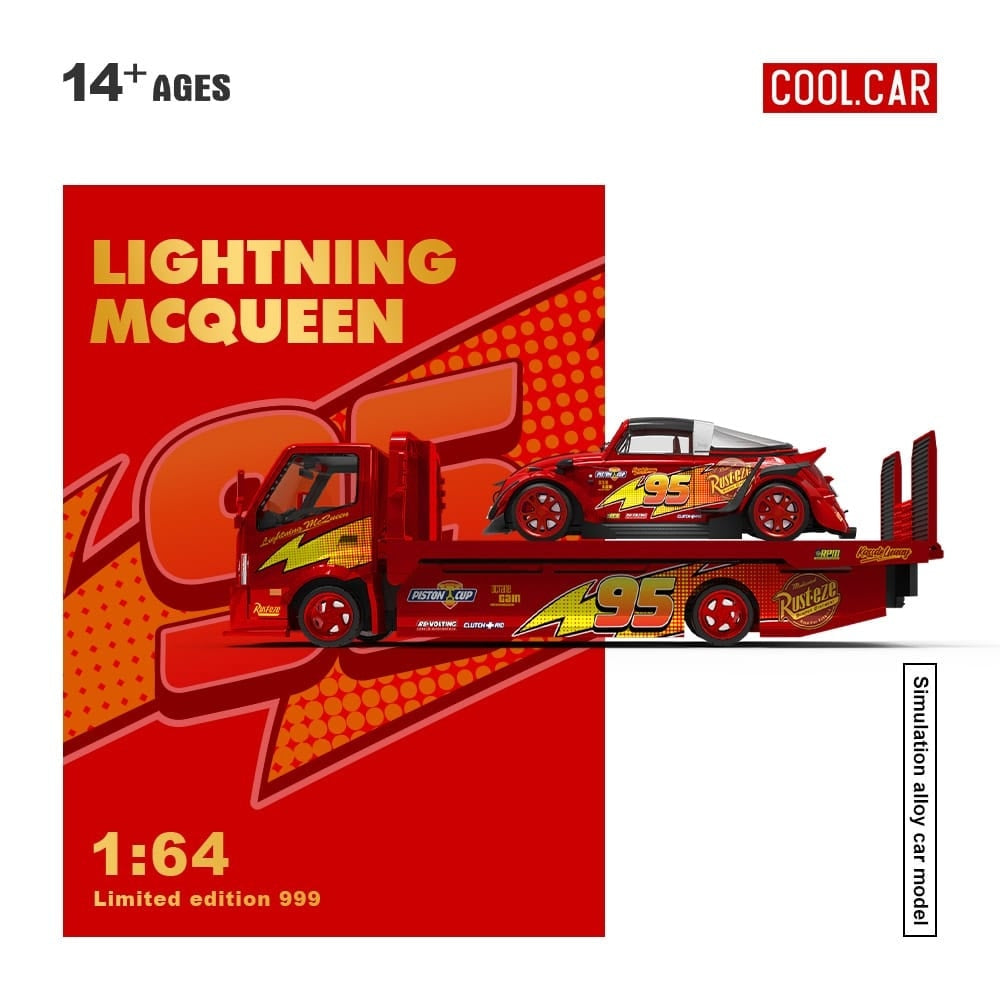 PREORDER Cool Car 1:64 Hino H300 + VW Beetle set 'Lightning McQueen'