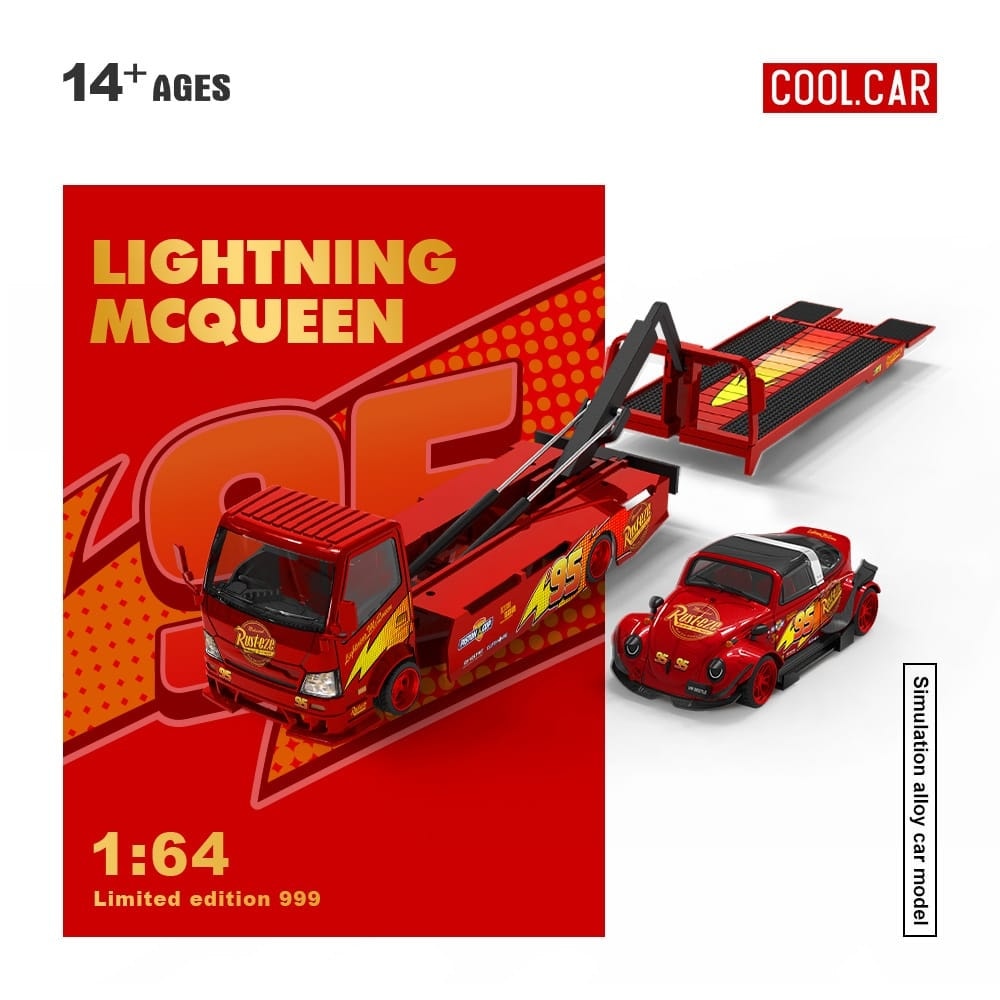 PREORDER Cool Car 1:64 Hino H300 + VW Beetle set 'Lightning McQueen'