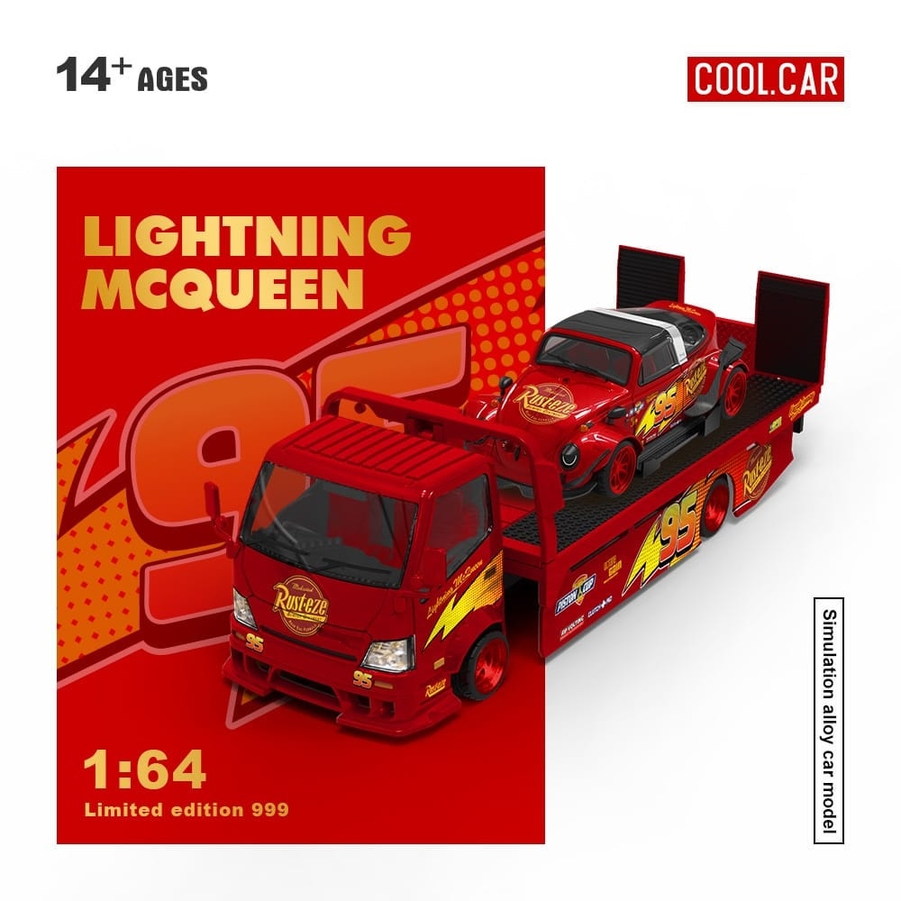 PREORDER Cool Car 1:64 Hino H300 + VW Beetle set 'Lightning McQueen'