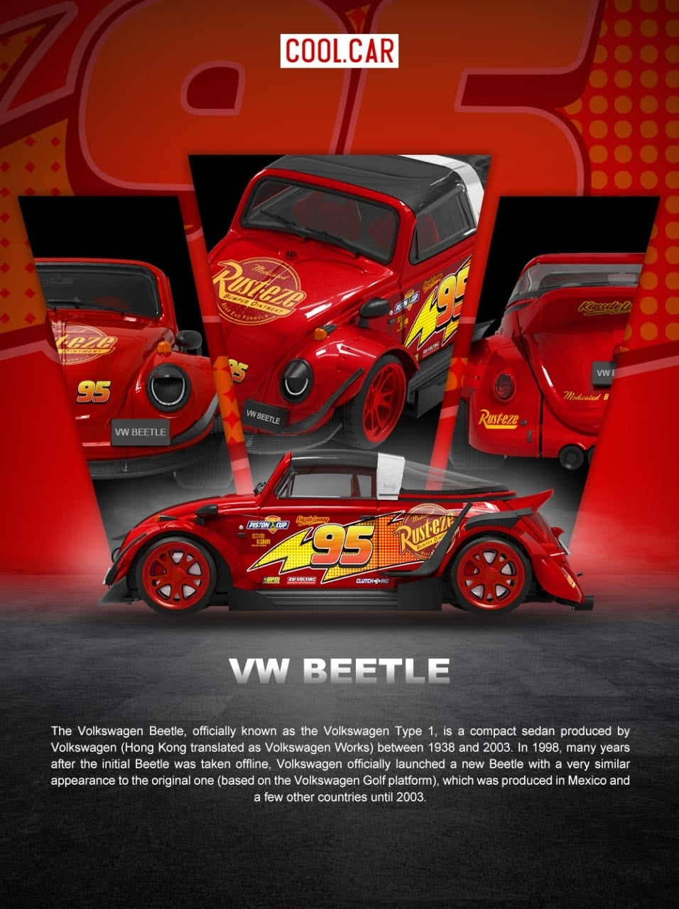 PREORDER Cool Car 1:64 Volkswagen Beetle 'Lightning McQueen'