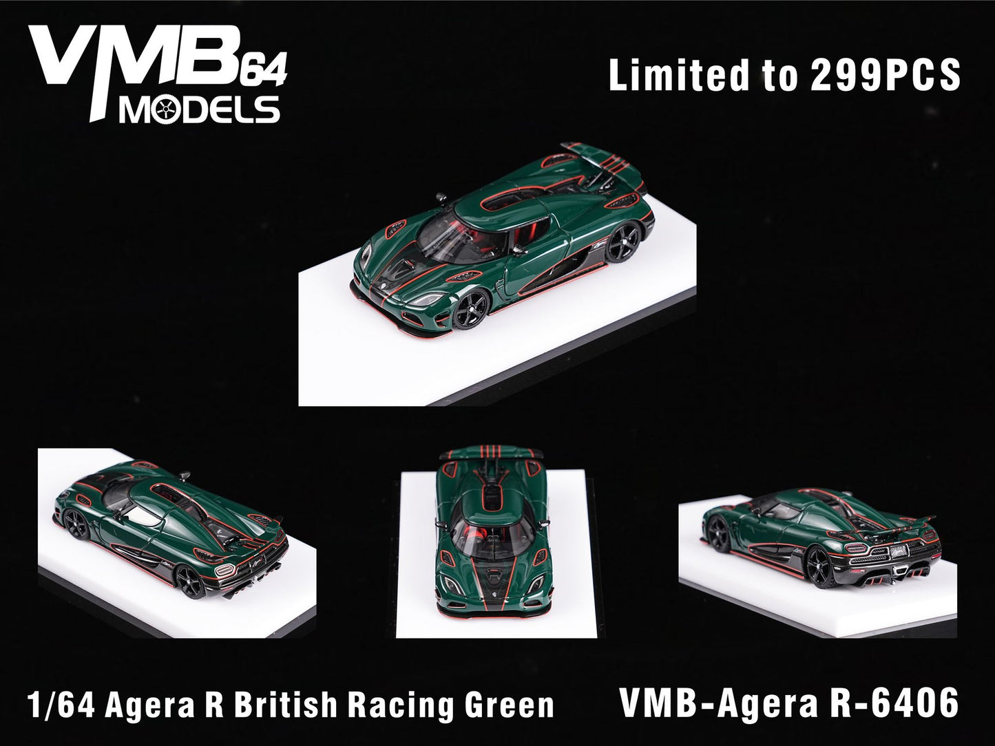 VMB 1:64 Koenigsegg Agera R (British Racing Green) - 'RHD'