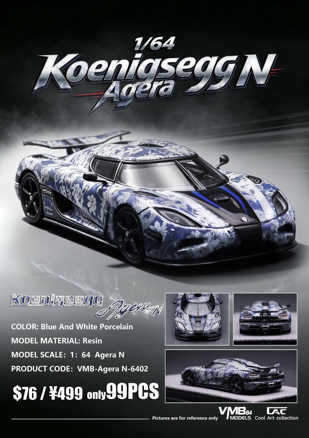 PREORDER VMB x CAC 1:64 Koenigsegg Agera N (Porcelain Livery)