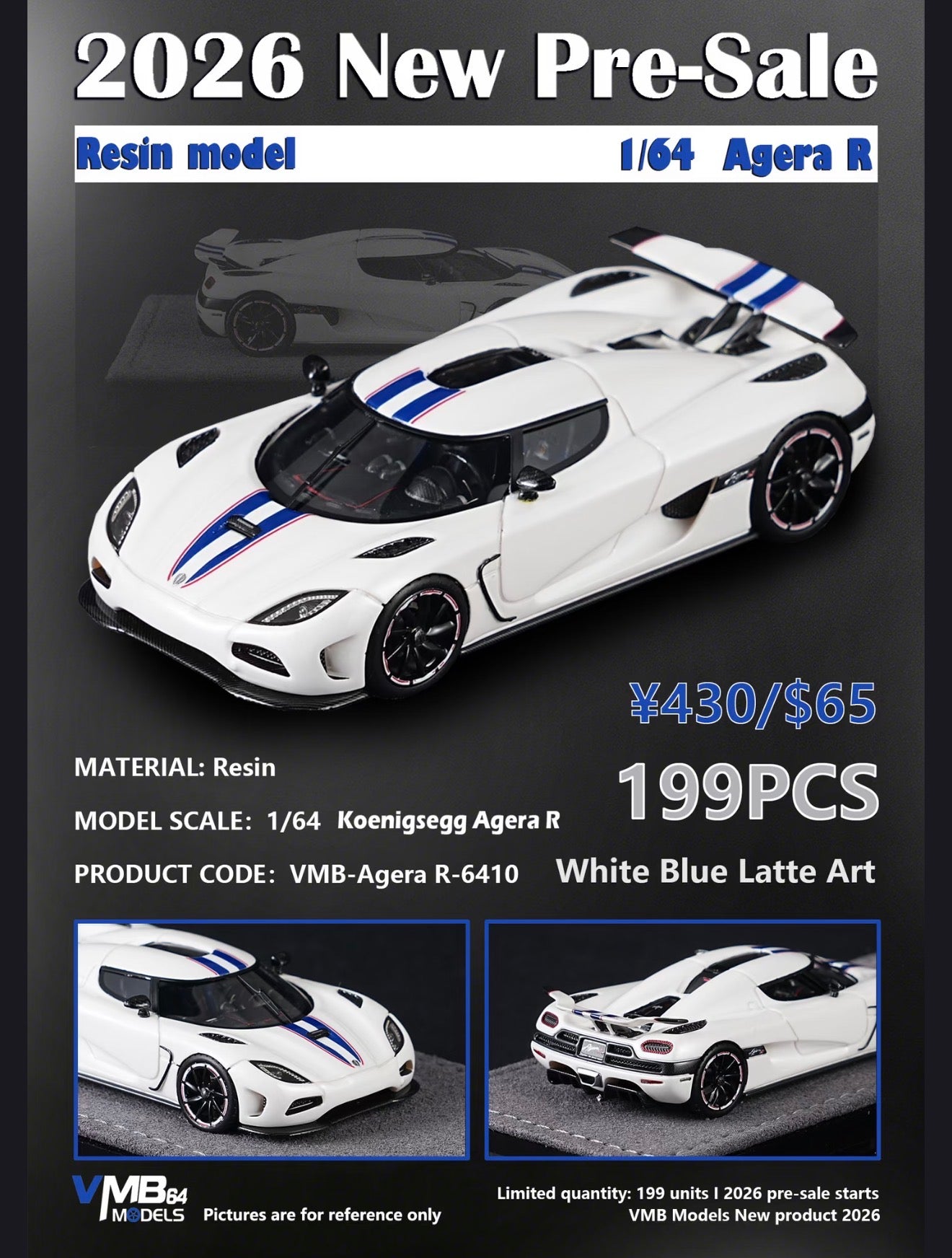 PREORDER VMB Models 1:64 Koenigsegg Agera R (White)