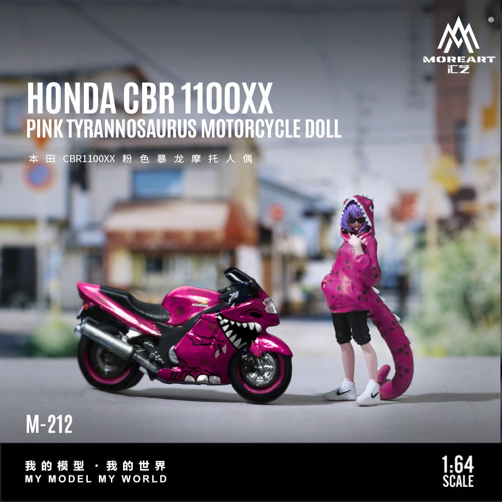 PREORDER Moreart 1:64 Honda CBR1100XX Pink Tyrannosaurus Motorcycle Figure Resin Model